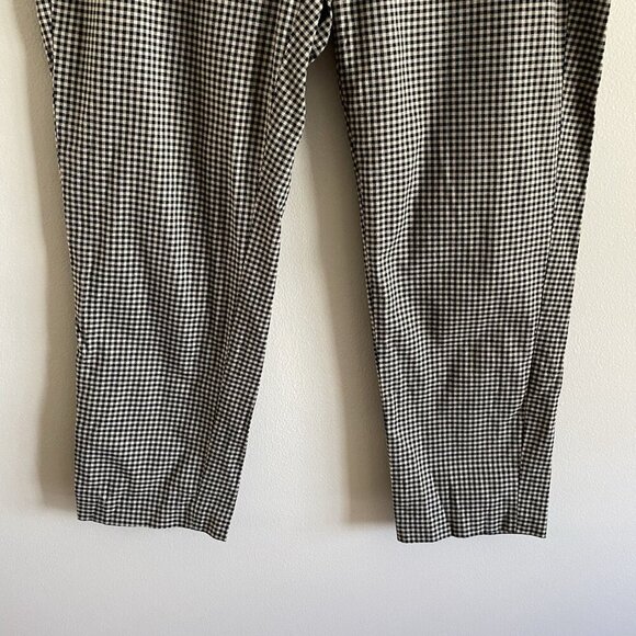 J.Jill Women 14 Black Tan Gingham Check Cotton Blend Stretch Mid-Rise Ankle Pant - Picture 3 of 11